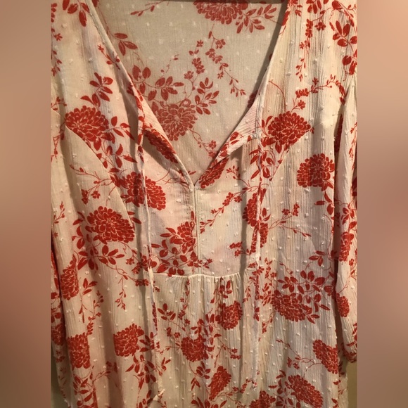 Orange and cream blouse. Size 2X. - Picture 4 of 10